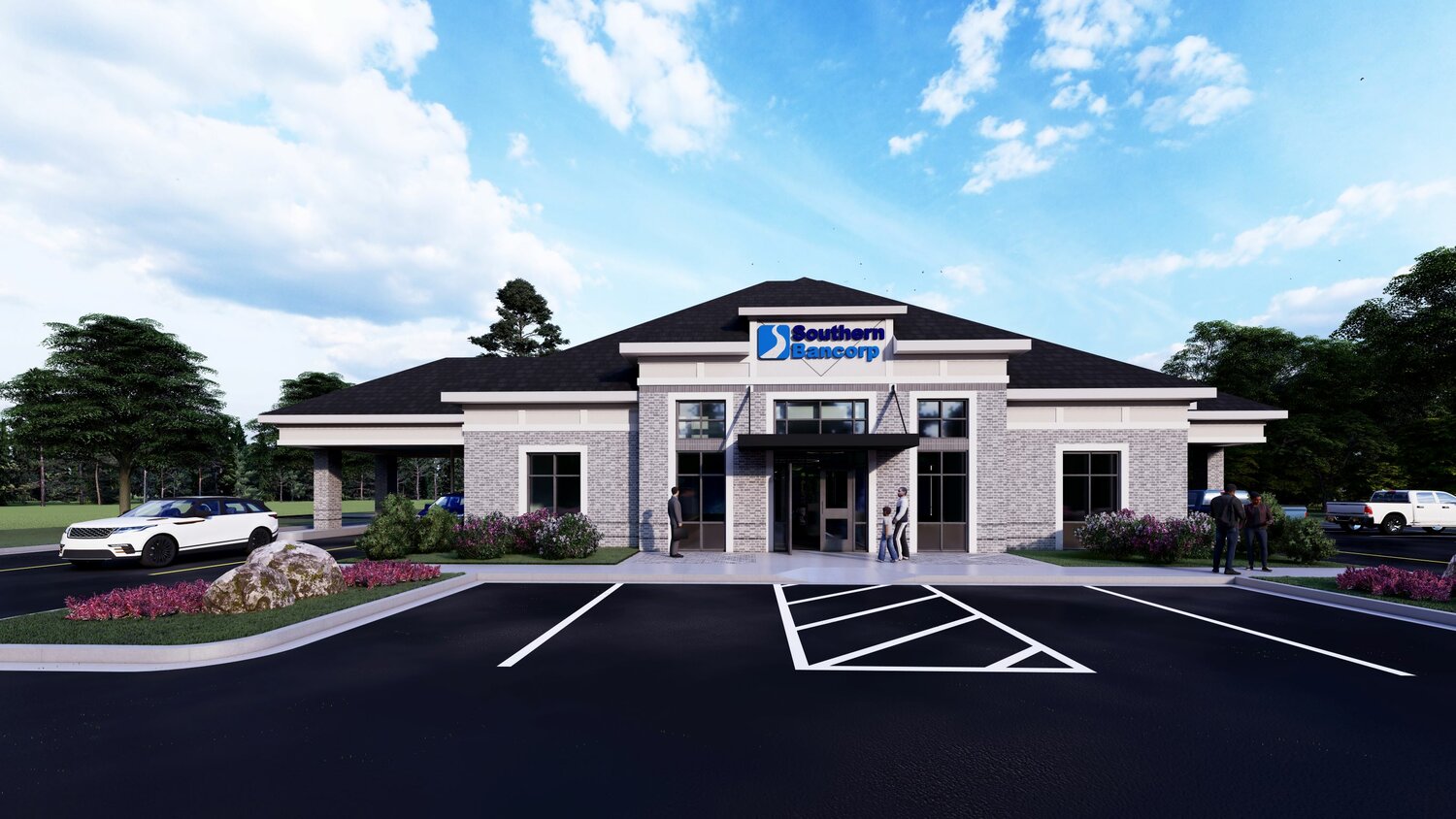 A rendering shows what Southern Bancorp has planned for its Gluckstadt branch on Calhoun Station Parkway.